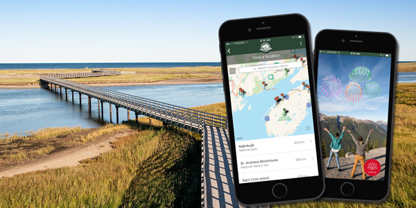 Sample screenshots of the Parks Canada app.
